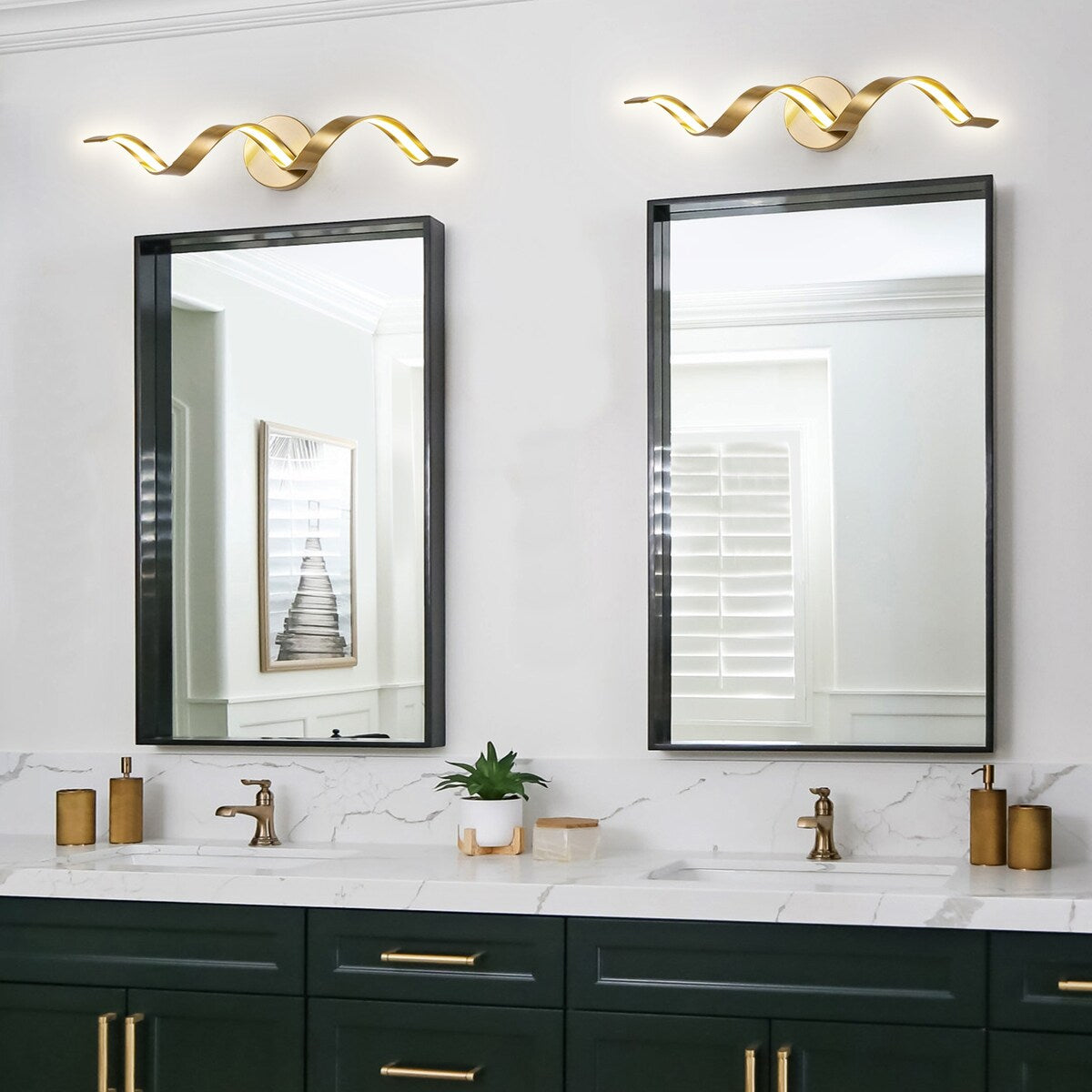 Applique murale LED moderne à spirale pour salle de bain, intensité variable.