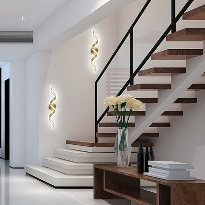 Applique murale LED moderne à spirale pour salle de bain, intensité variable.