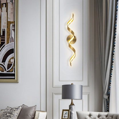 Applique murale LED moderne à spirale pour salle de bain, intensité variable.