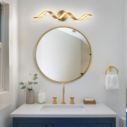 Applique murale LED moderne à spirale pour salle de bain, intensité variable.