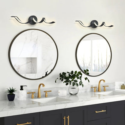 Applique murale LED moderne à spirale pour salle de bain, intensité variable.