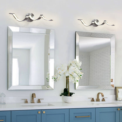 Applique murale LED moderne à spirale pour salle de bain, intensité variable.