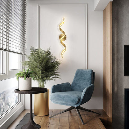 Applique murale LED moderne à spirale pour salle de bain, intensité variable.