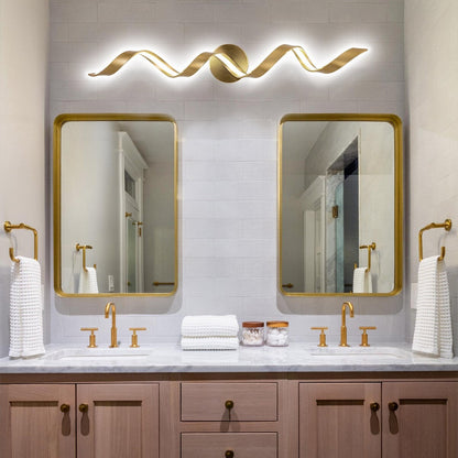 Applique murale LED moderne à spirale pour salle de bain, intensité variable.