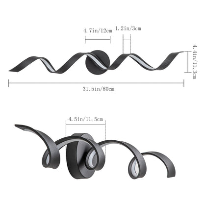 Applique murale LED moderne à spirale pour salle de bain, intensité variable.