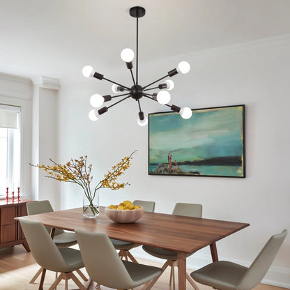 Lustre Sputnik moderne à 10 lumières réglables, plafonnier idéal pour cuisine, salle à manger, salon ou chambre - Non disponible