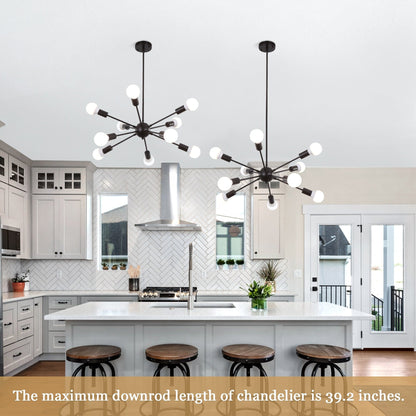Lustre Sputnik moderne à 10 lumières réglables, plafonnier idéal pour cuisine, salle à manger, salon ou chambre - Non disponible