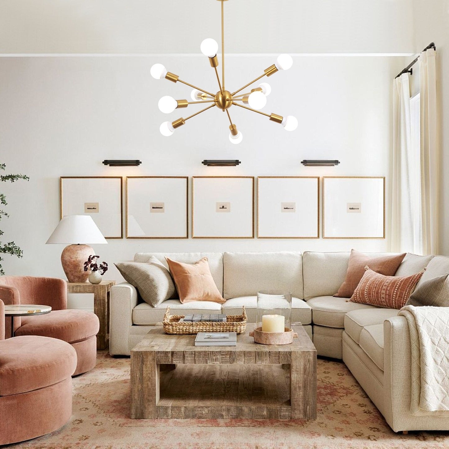 Lustre Sputnik moderne à 10 lumières réglables, plafonnier idéal pour cuisine, salle à manger, salon ou chambre - Non disponible