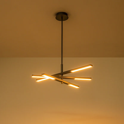 Lustre moderne linéaire à plusieurs niveaux de style Sputnik, lumière chaude 3000K, LED intégrée