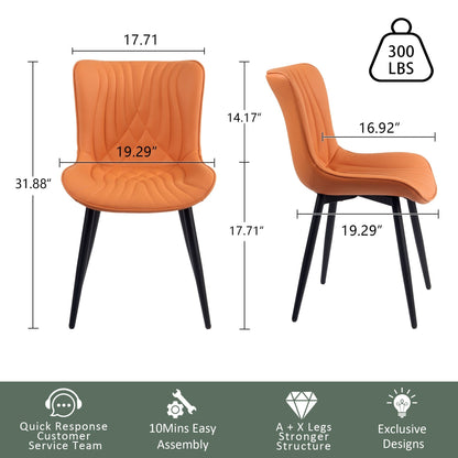 Ensemble de 2 chaises de salle à manger modernes sans accoudoirs, revêtues de cuir.