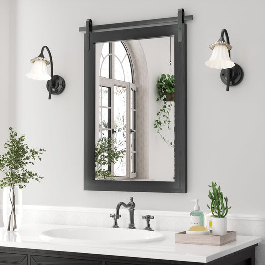 Miroirs muraux modernes, miroir rectangulaire à cadre en bois, miroir de salle de bain, miroir de style grange, miroir de porte de grange disponible en plusieurs tailles