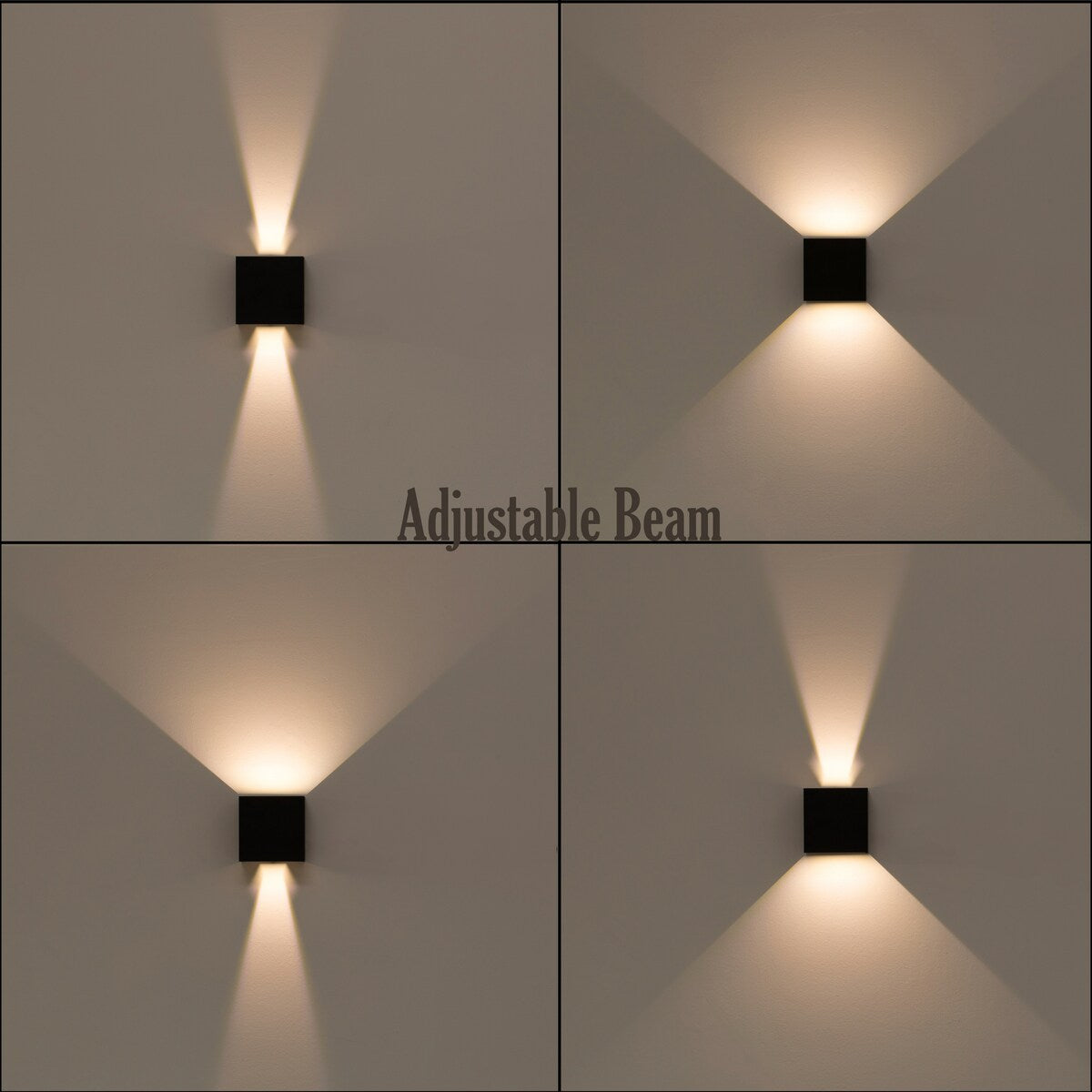 Applique murale moderne LED étanche en aluminium avec faisceau réglable, 10 watts, blanc froid 4000K, pour intérieur et extérieur.