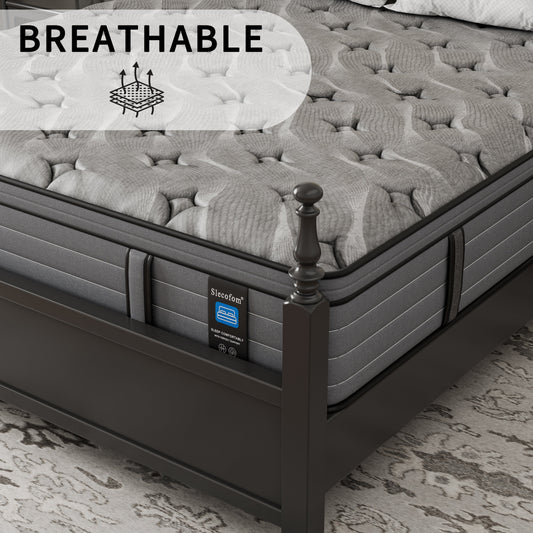 Matelas hybride Modland 14 pouces, fermeté moyenne, surmatelas européen - Mousse ignifugée CertiPUR-US pour soulager les maux de dos, 1 place/2 places/Queen/King