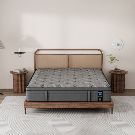 Matelas Modland Hybrid 14 pouces à plateau européen moyen, matelas à ressorts ensachés livré dans une boîte