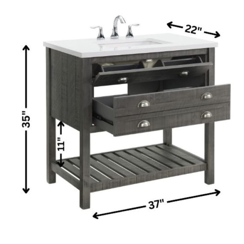 Meuble-lavabo simple Monterey 37 Farmhouse avec plan de travail