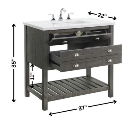 Meuble-lavabo simple Monterey 37 Farmhouse avec plan de travail