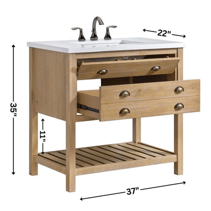 Meuble-lavabo simple Monterey 37 Farmhouse avec plan de travail