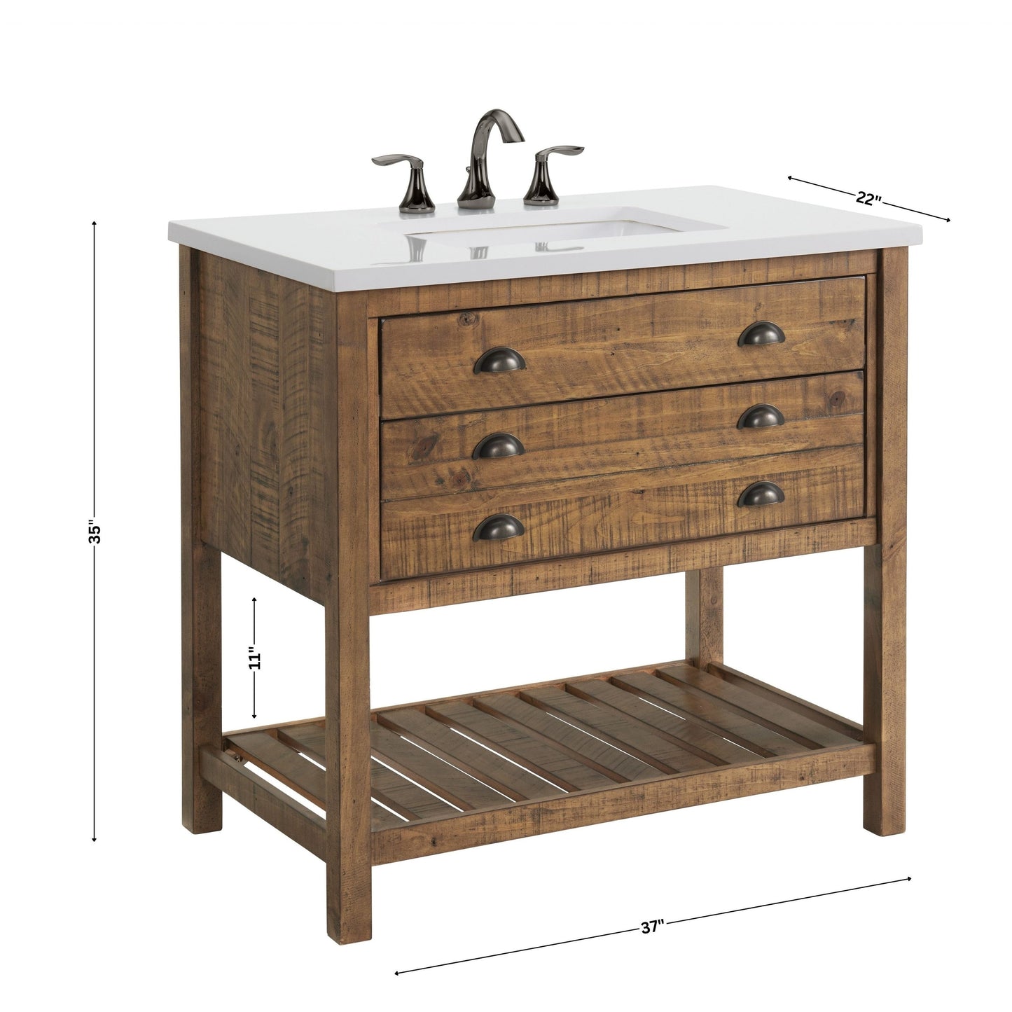 Meuble-lavabo simple Monterey 37 Farmhouse avec plan de travail