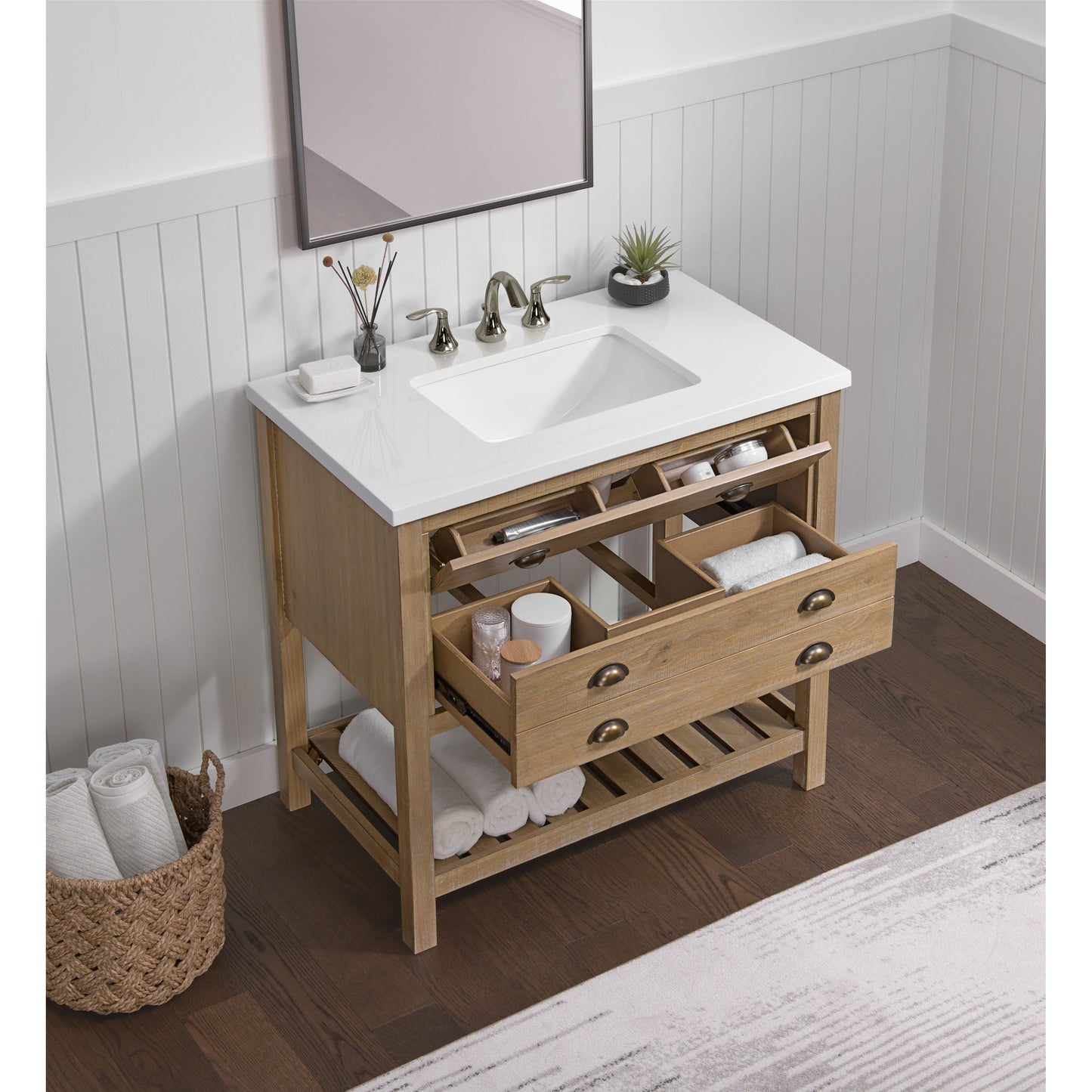 Meuble-lavabo simple Monterey 37 Farmhouse avec plan de travail