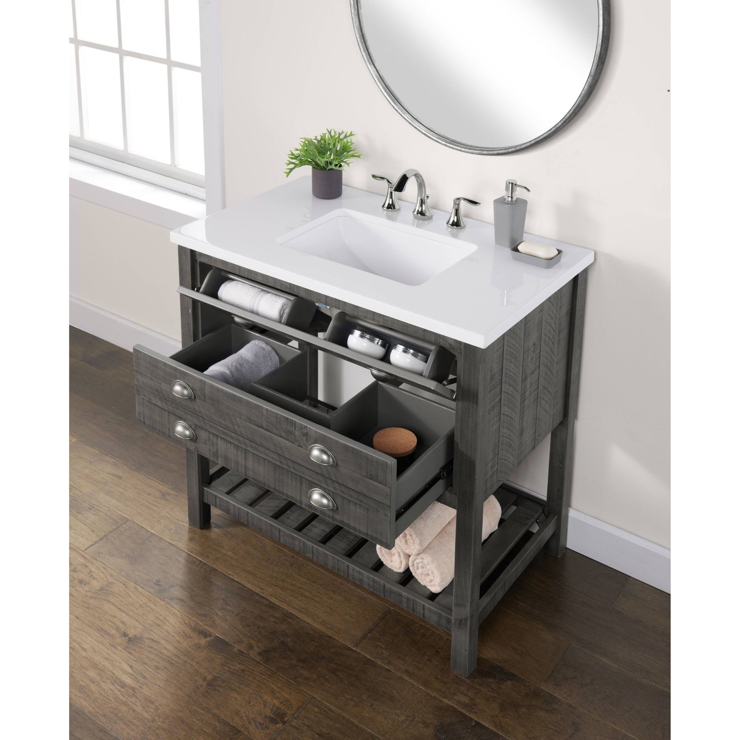 Meuble-lavabo simple Monterey 37 Farmhouse avec plan de travail