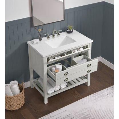 Meuble-lavabo simple Monterey 37 Farmhouse avec plan de travail