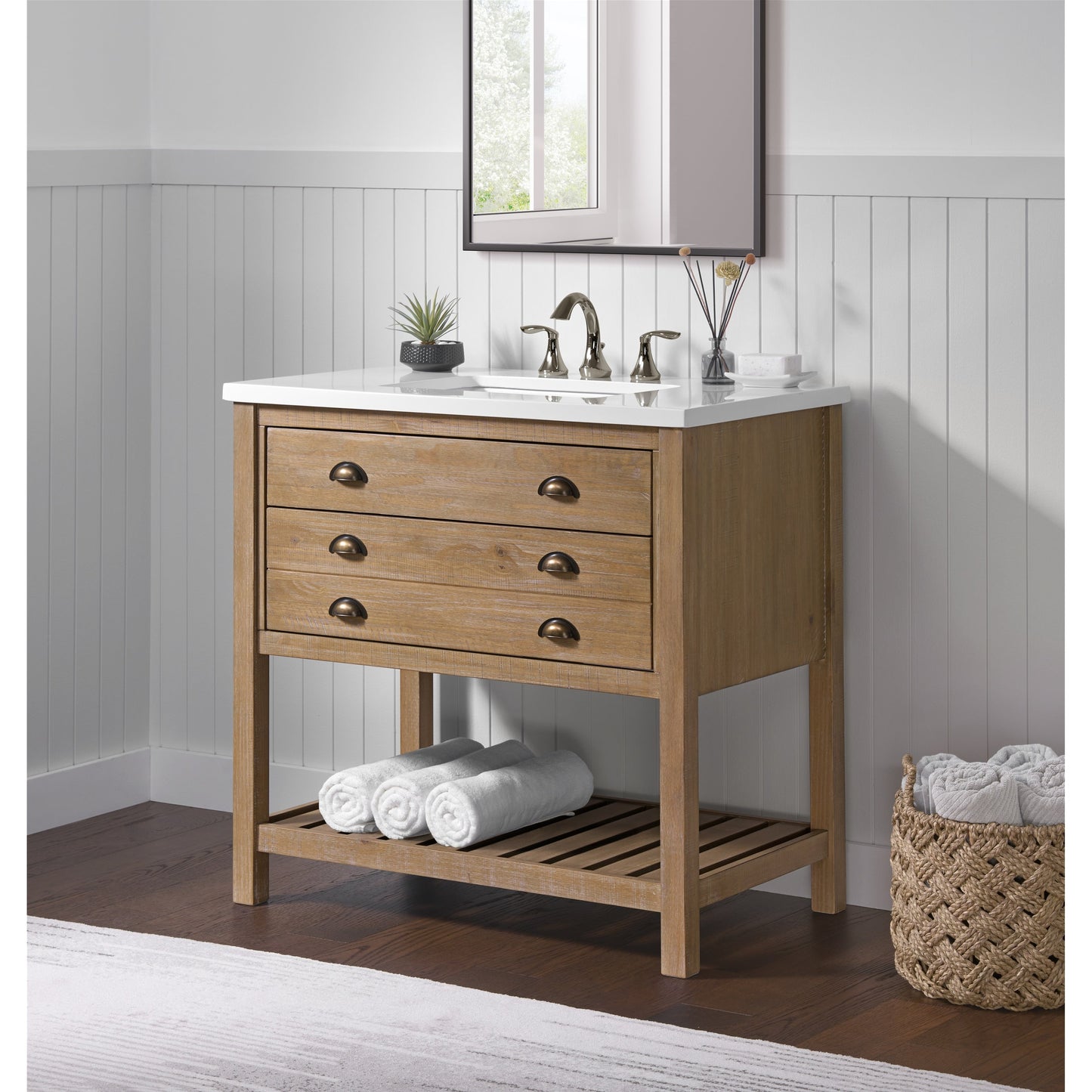 Meuble-lavabo simple Monterey 37 Farmhouse avec plan de travail