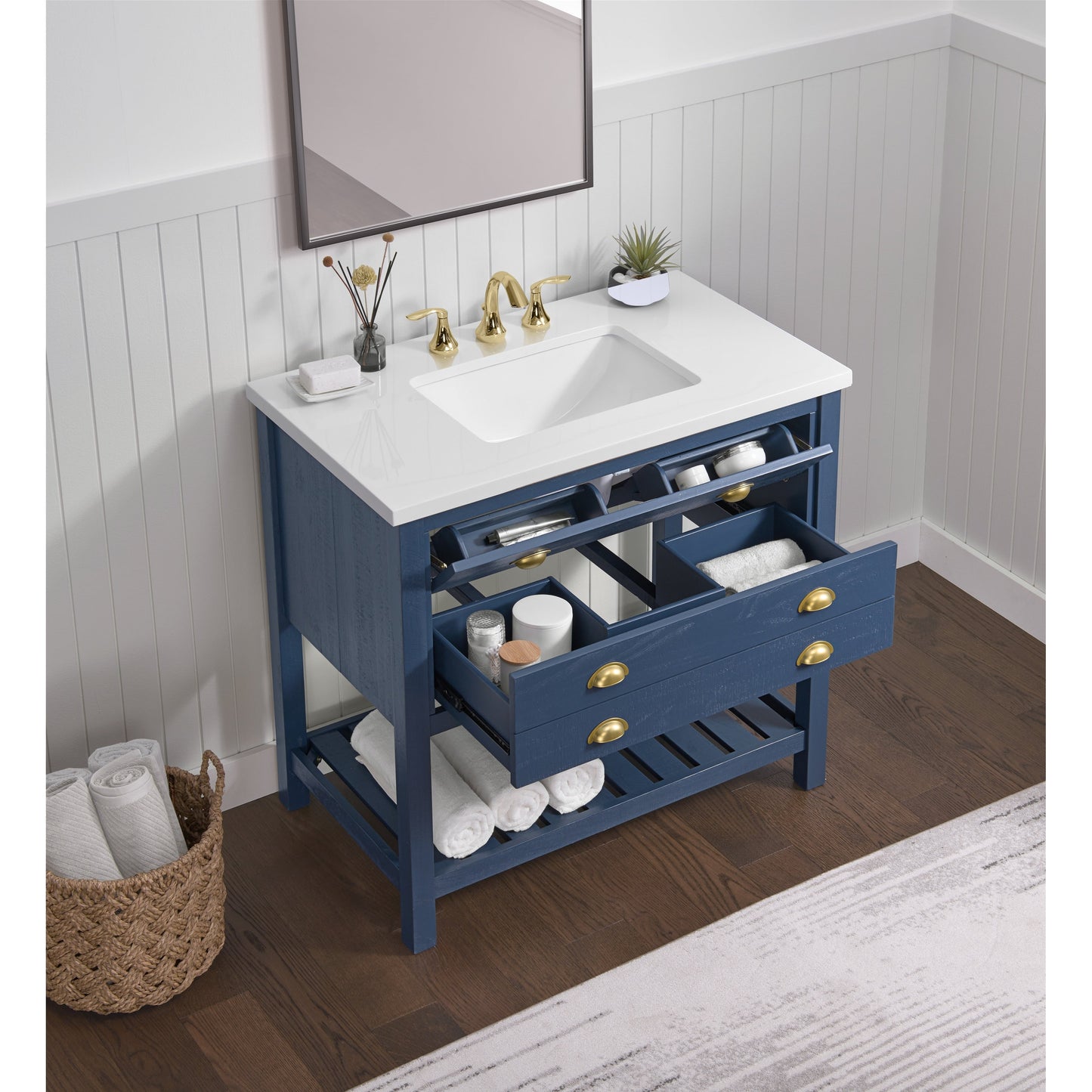 Meuble-lavabo simple Monterey 37 Farmhouse avec plan de travail
