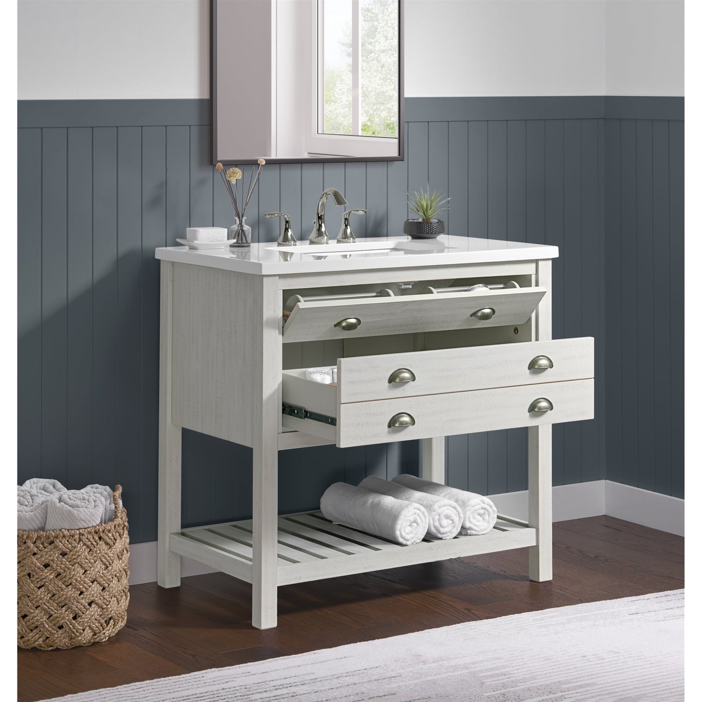 Meuble-lavabo simple Monterey 37 Farmhouse avec plan de travail