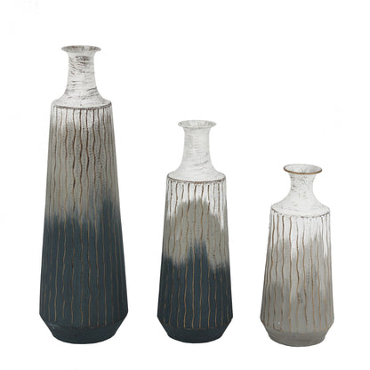 Vases bouteilles en métal à effet ombré multicolore (lot de 3)
