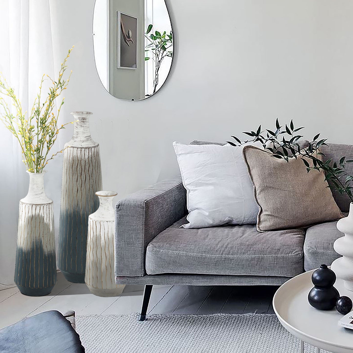 Vases bouteilles en métal à effet ombré multicolore (lot de 3)