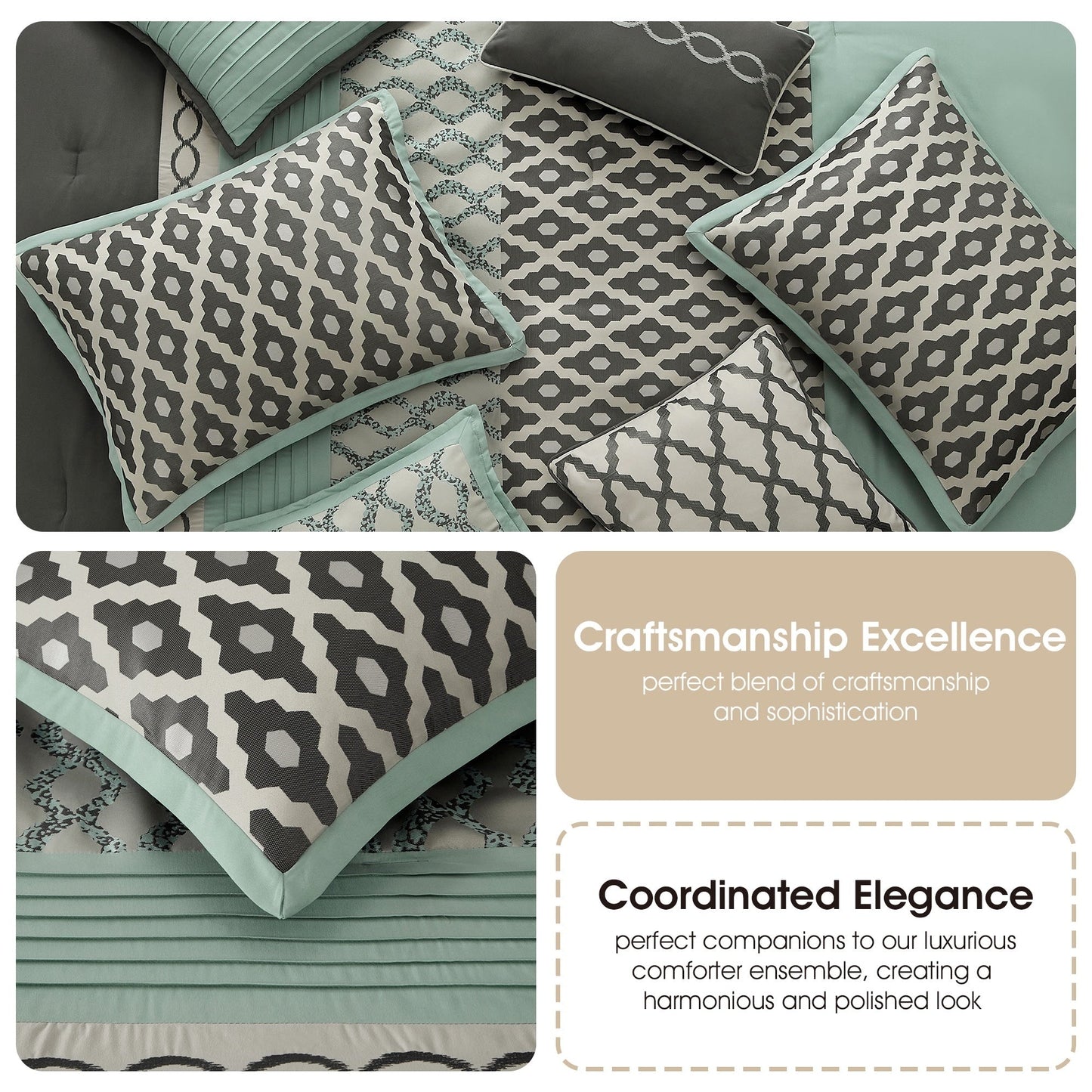 Ensemble de couette géométrique de luxe 10 pièces Nanshing Calvin