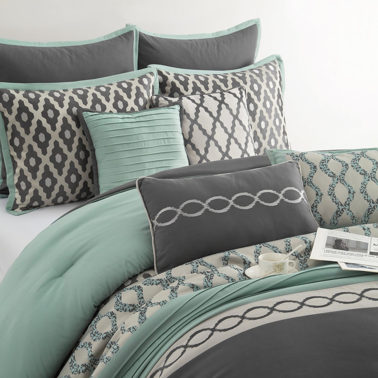 Ensemble de couette géométrique de luxe 10 pièces Nanshing Calvin