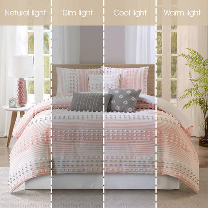 Ensemble de couette 7 pièces à rayures modernes Nanshing Jessy