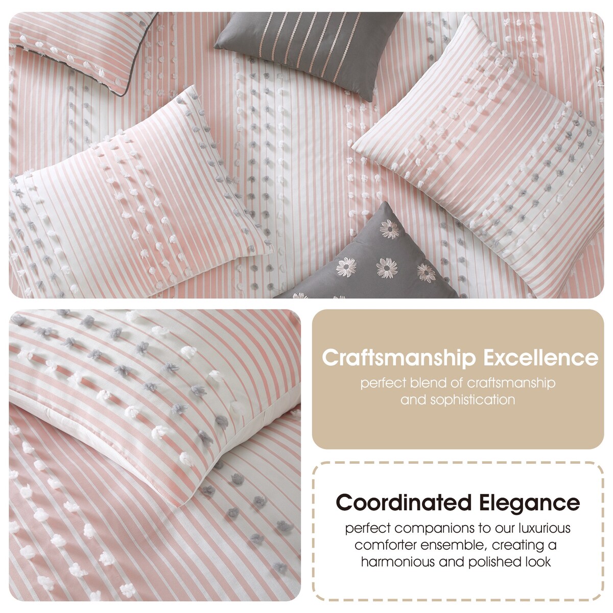 Ensemble de couette 7 pièces à rayures modernes Nanshing Jessy