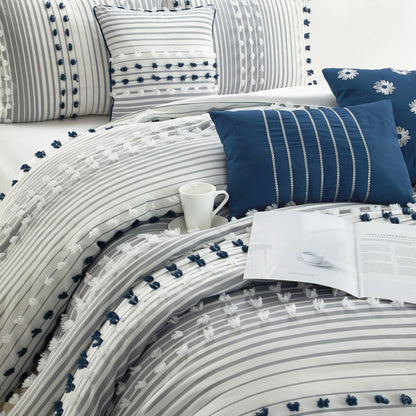 Ensemble de couette 7 pièces à rayures modernes Nanshing Jessy