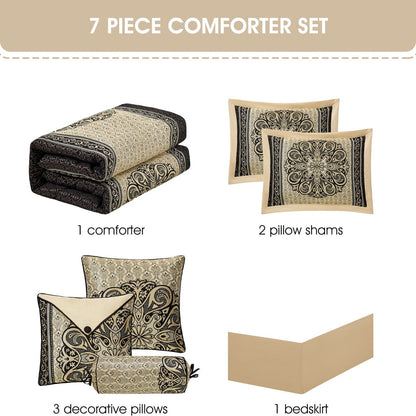 Ensemble de couette élégant à médaillon Nanshing Prince 7 pièces