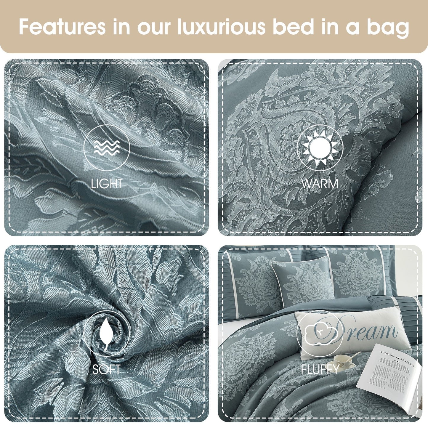 Ensemble de couette traditionnel damassé Nanshing Tiana 7 pièces