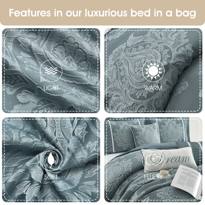 Ensemble de couette traditionnel damassé Nanshing Tiana 7 pièces