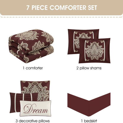 Ensemble de couette traditionnel damassé Nanshing Tiana 7 pièces