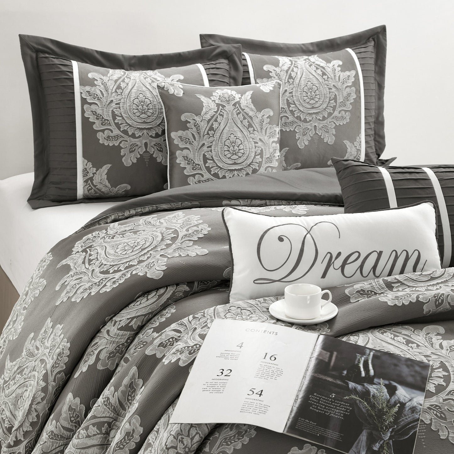 Ensemble de couette traditionnel damassé Nanshing Tiana 7 pièces