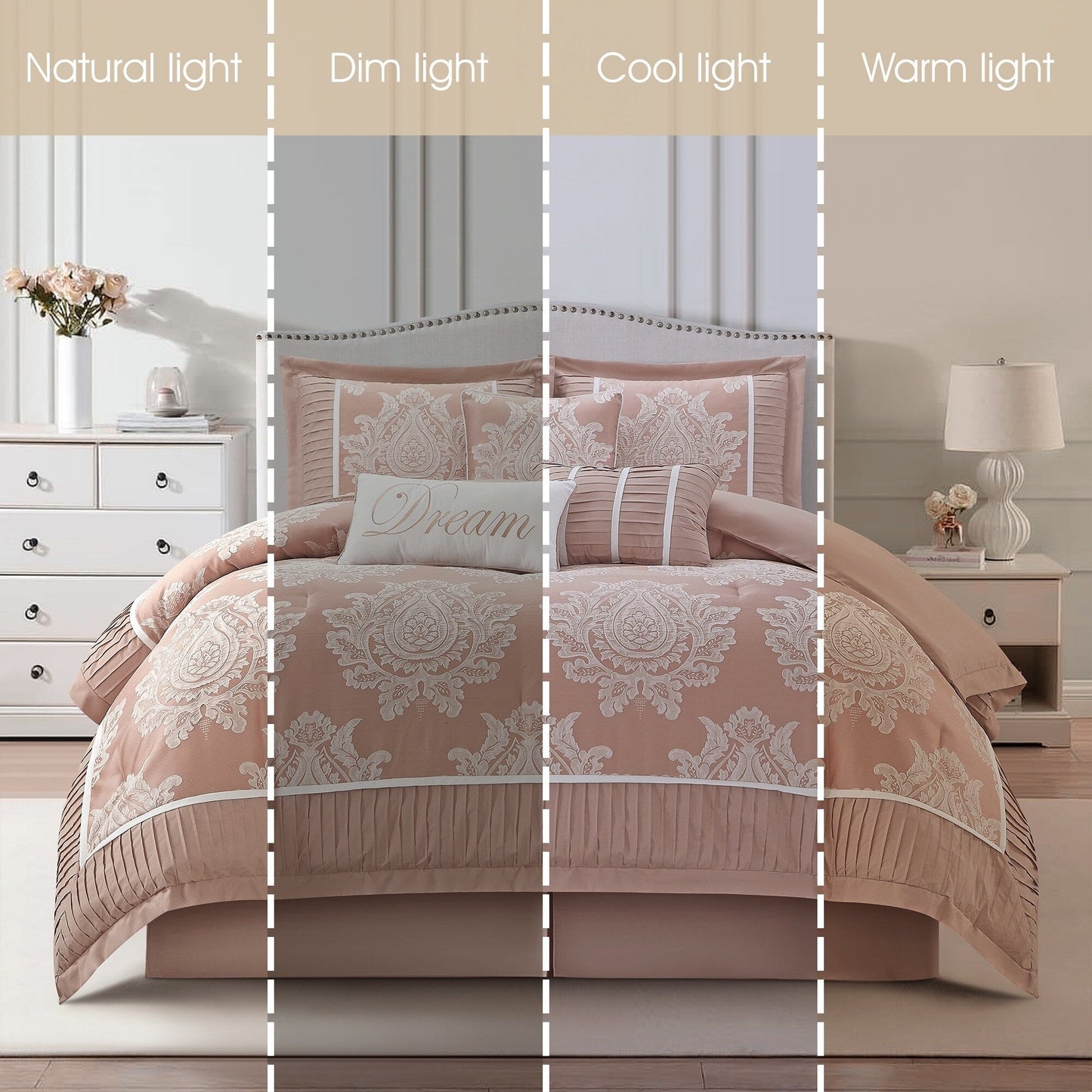 Ensemble de couette traditionnel damassé Nanshing Tiana 7 pièces