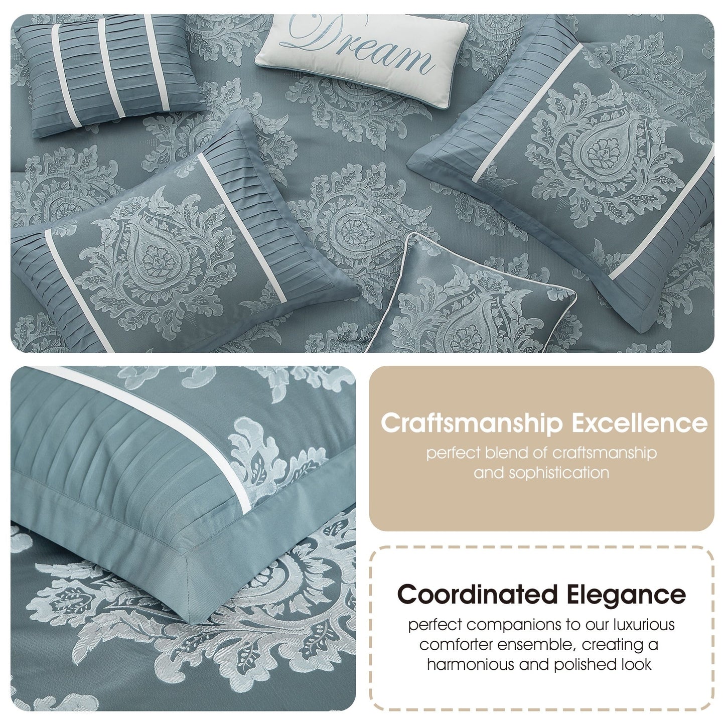 Ensemble de couette traditionnel damassé Nanshing Tiana 7 pièces