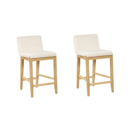 Tabouret de bar moderne Gracie, chaise rembourrée en boucle et pieds en bois brossé