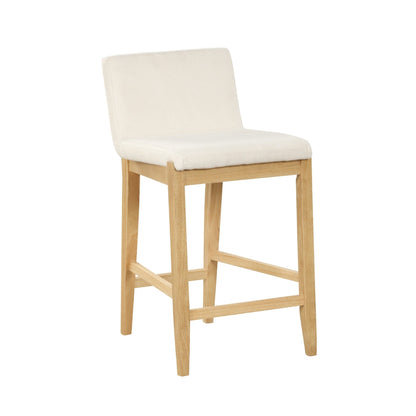 Tabouret de bar moderne Gracie, chaise rembourrée en boucle et pieds en bois brossé