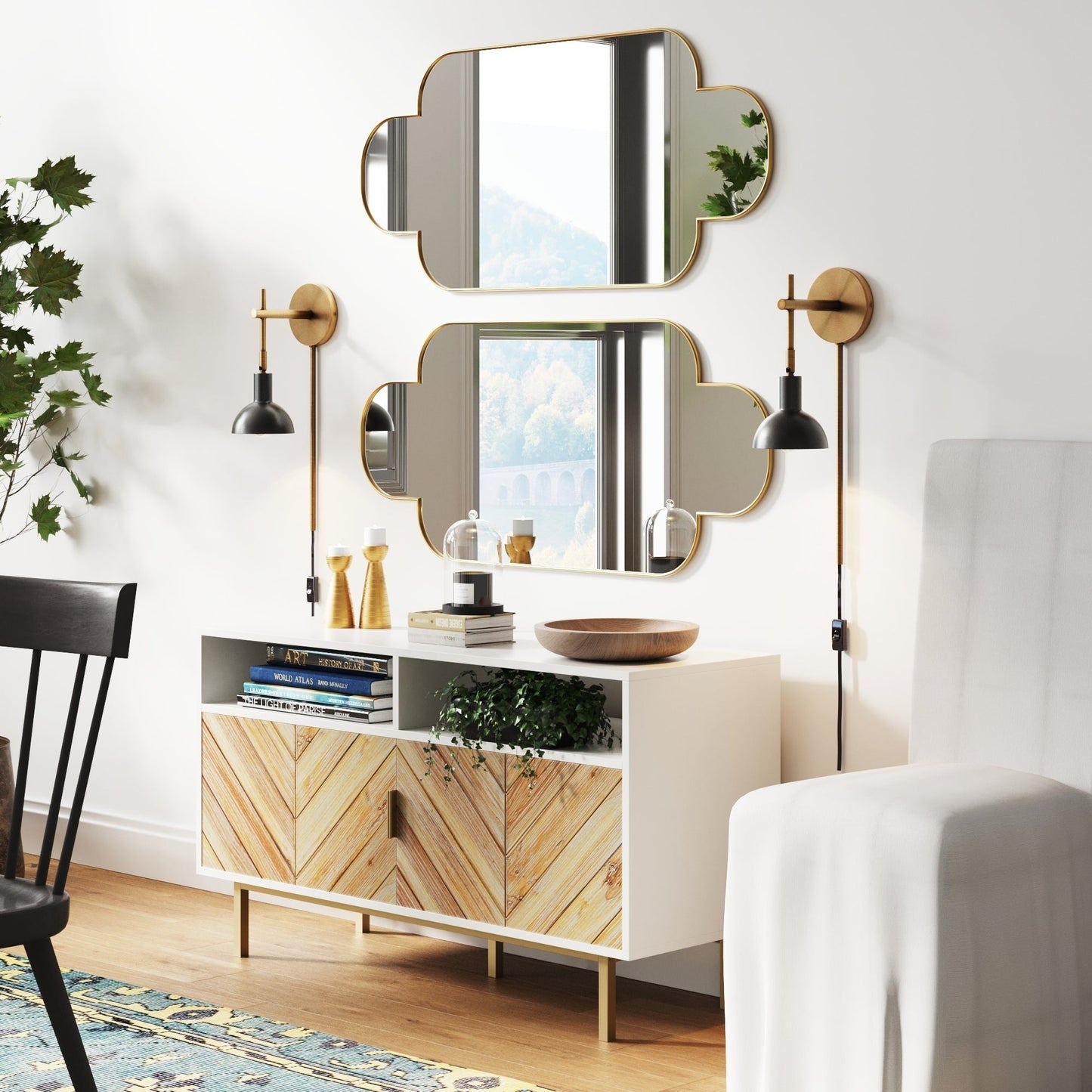 Applique murale Nathan James Tamlin à bras articulé, 1 lumière, avec prise et interrupteur marche/arrêt