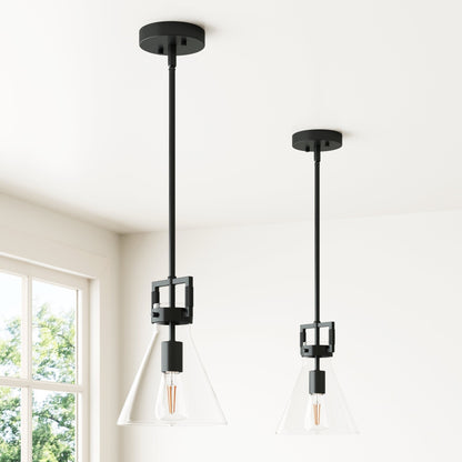 Suspension en verre Nathan James Vincent, luminaire suspendu avec tige réglable et abat-jour transparent