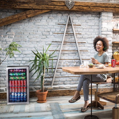 Réfrigérateur à boissons Newair d'une capacité de 126 canettes, mini-réfrigérateur avec porte vitrée et étagères réglables, acier inoxydable