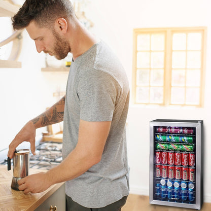 Réfrigérateur à boissons Newair d'une capacité de 126 canettes, mini-réfrigérateur avec porte vitrée et étagères réglables, acier inoxydable