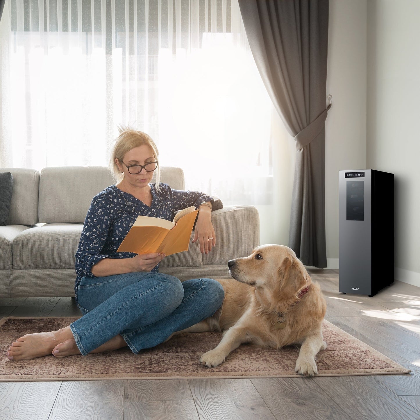 Cave à vin Newair Shadow-T Series, réfrigérateur à double zone de température (18 bouteilles), pose libre, thermoélectrique, commande numérique