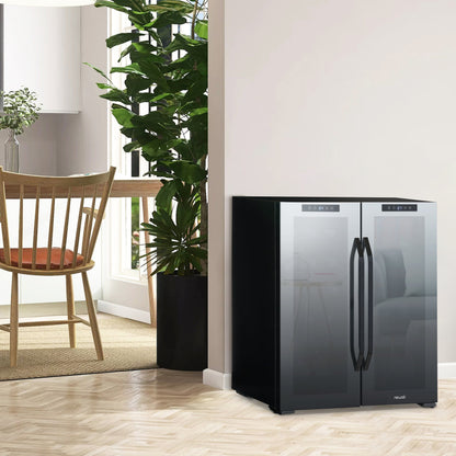 Réfrigérateur à vin et boissons Newair, 18 bouteilles et 59 canettes, deux zones de température, pose libre, contrôle numérique de la température